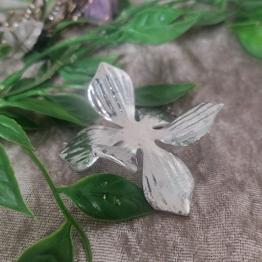 Stunning boho decor silver wildflower sphere holder with velet background and greenry