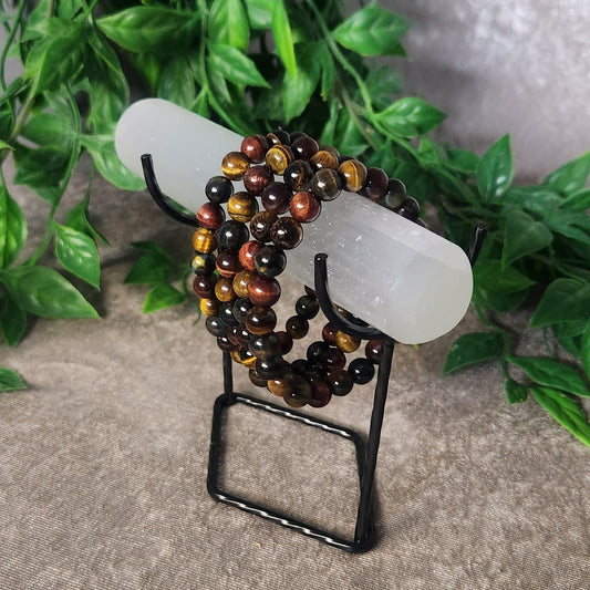 Natural Mixed Tiger Eye crystal bracelet displaying layered earthy colours