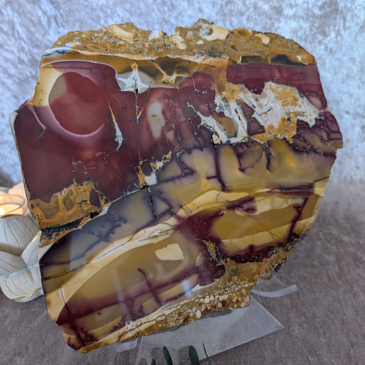 Polished mookaite slabs matching pair from Australia