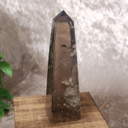 Brazilian Smoky Quartz tower showing grounding earthy tones