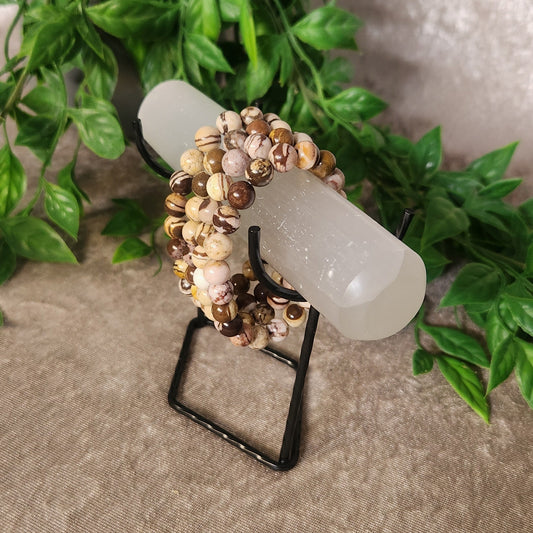 Chocolate Calcite bracelet with smooth brown 8 mm beads on stretch elastic