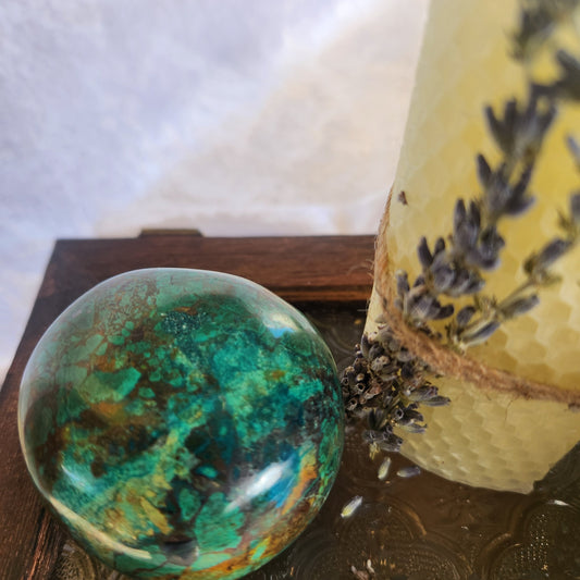 Chrysocolla Sphere – Crystal of Peace, Healing & Heartfelt Expression – Spellbound Crystal Boutique