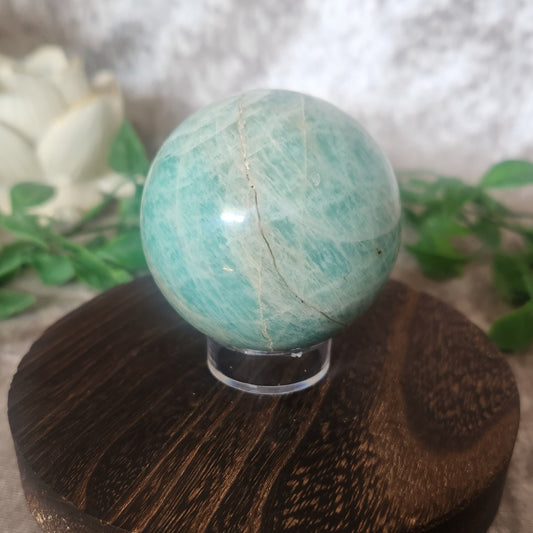 Amazonite Sphere – Stone of Courage & Truth Crystal (283g) – Spellbound Crystal Boutique