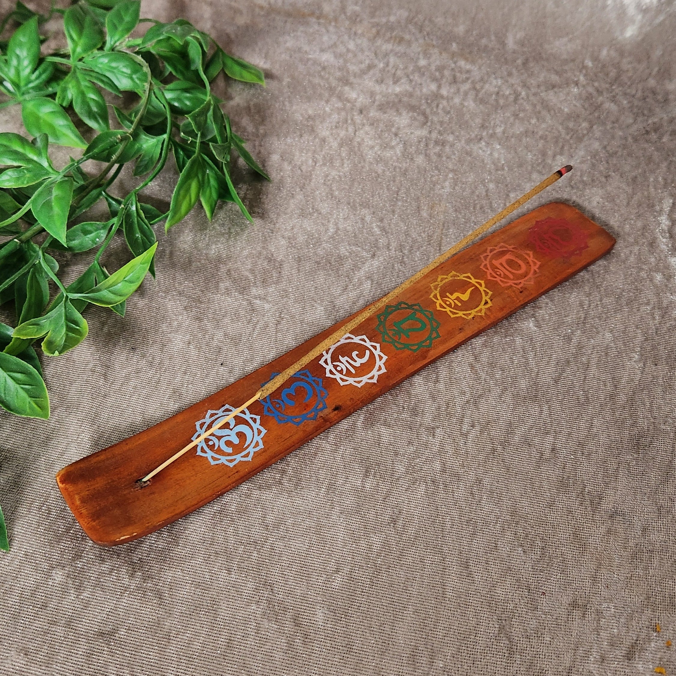 Chakra Wooden Incense Holder – Spiritual Cleansing & Energy Alignment – Spellbound Crystal Boutique