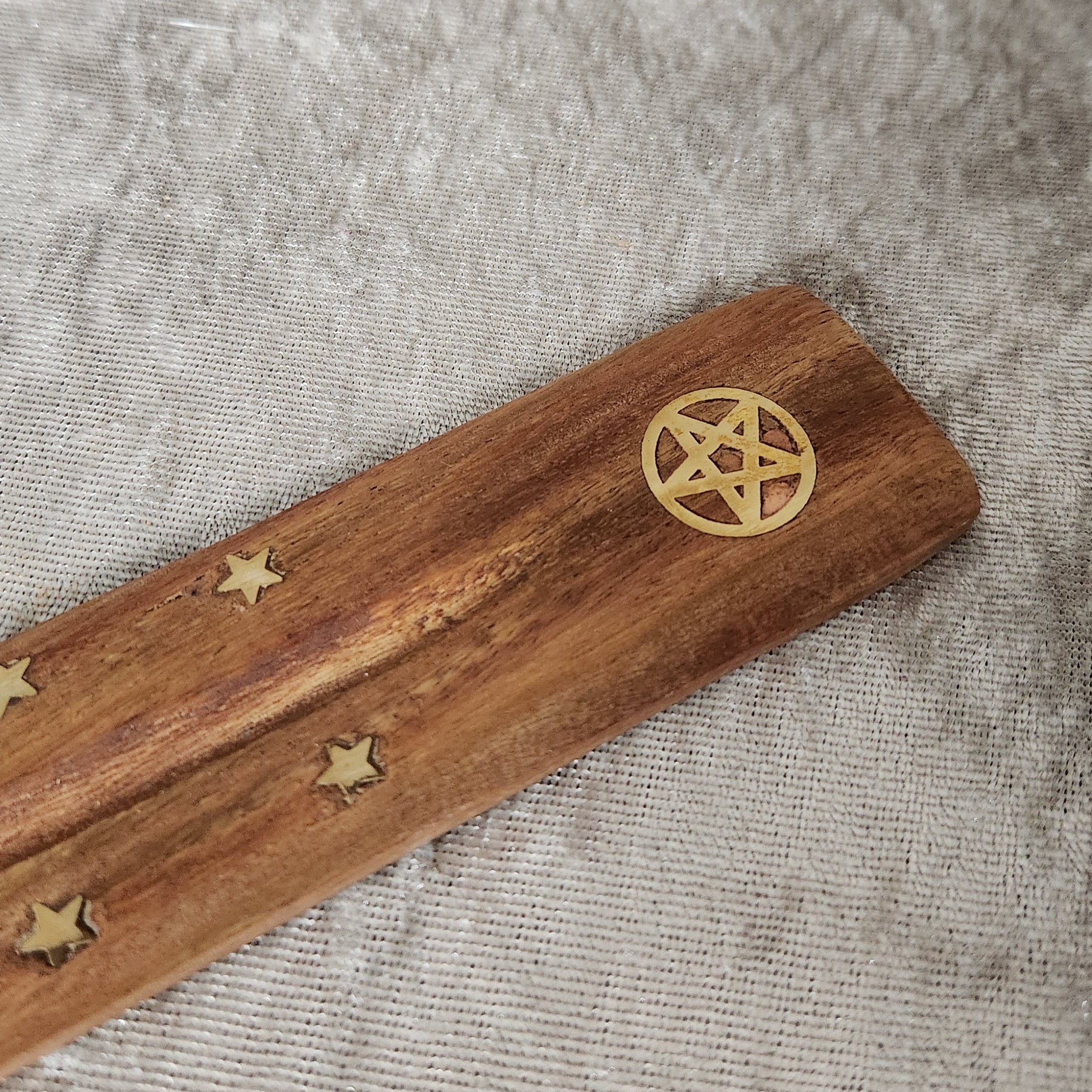 Pentacle Wooden Incense Holder – Protection & Spirit – Spellbound Crystal Boutique