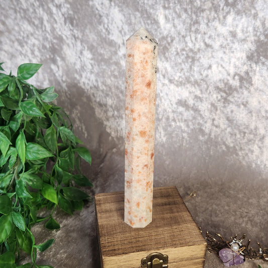 Boho Decor Sunstone tower with tourmaline inclusions