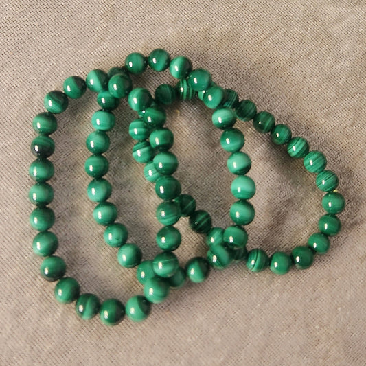 Malachite Bracelets with beautiful banding becoming increasing difficult to find crystal of quality