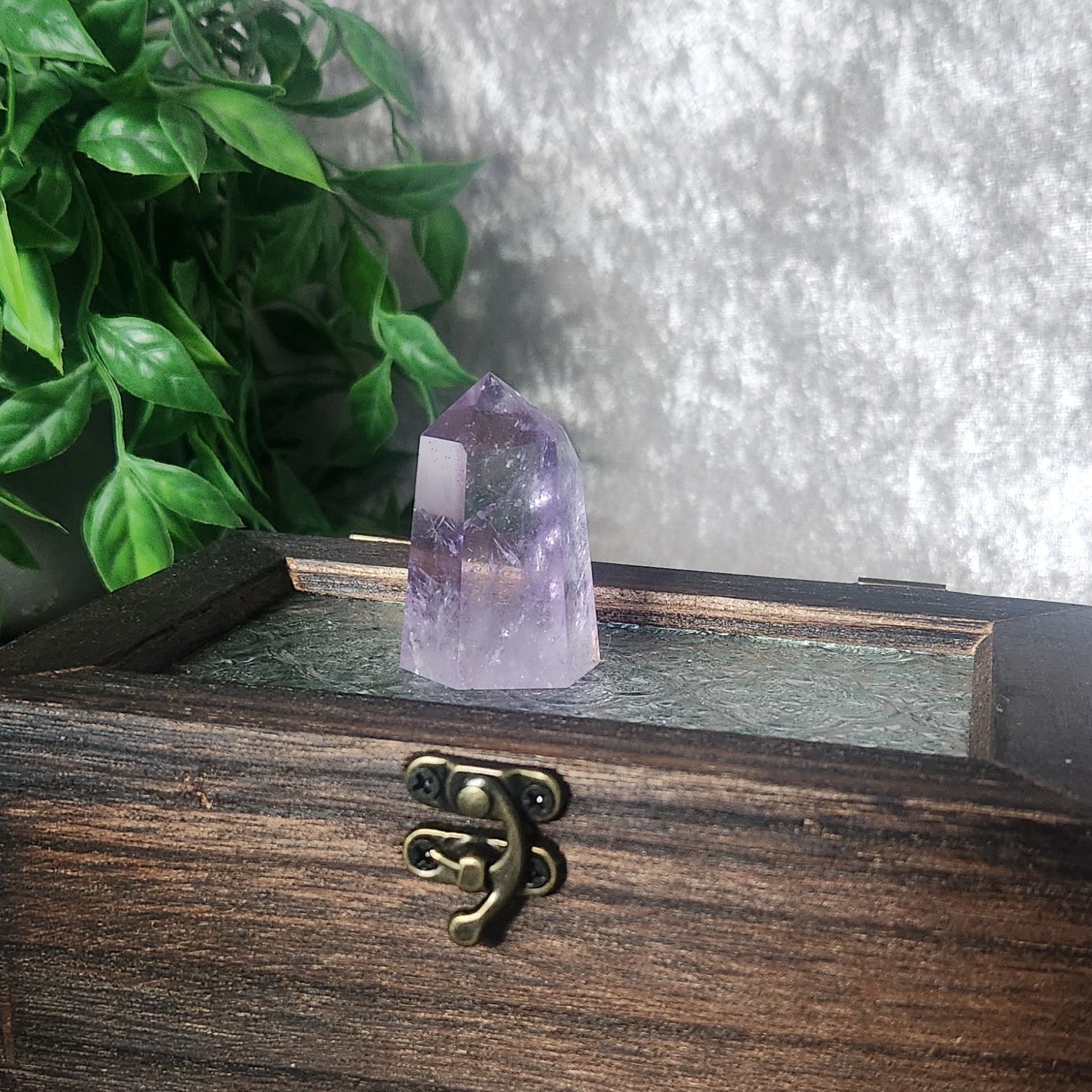 Brazilian amethyst mini crystal tower showing rich purple colour and polished points