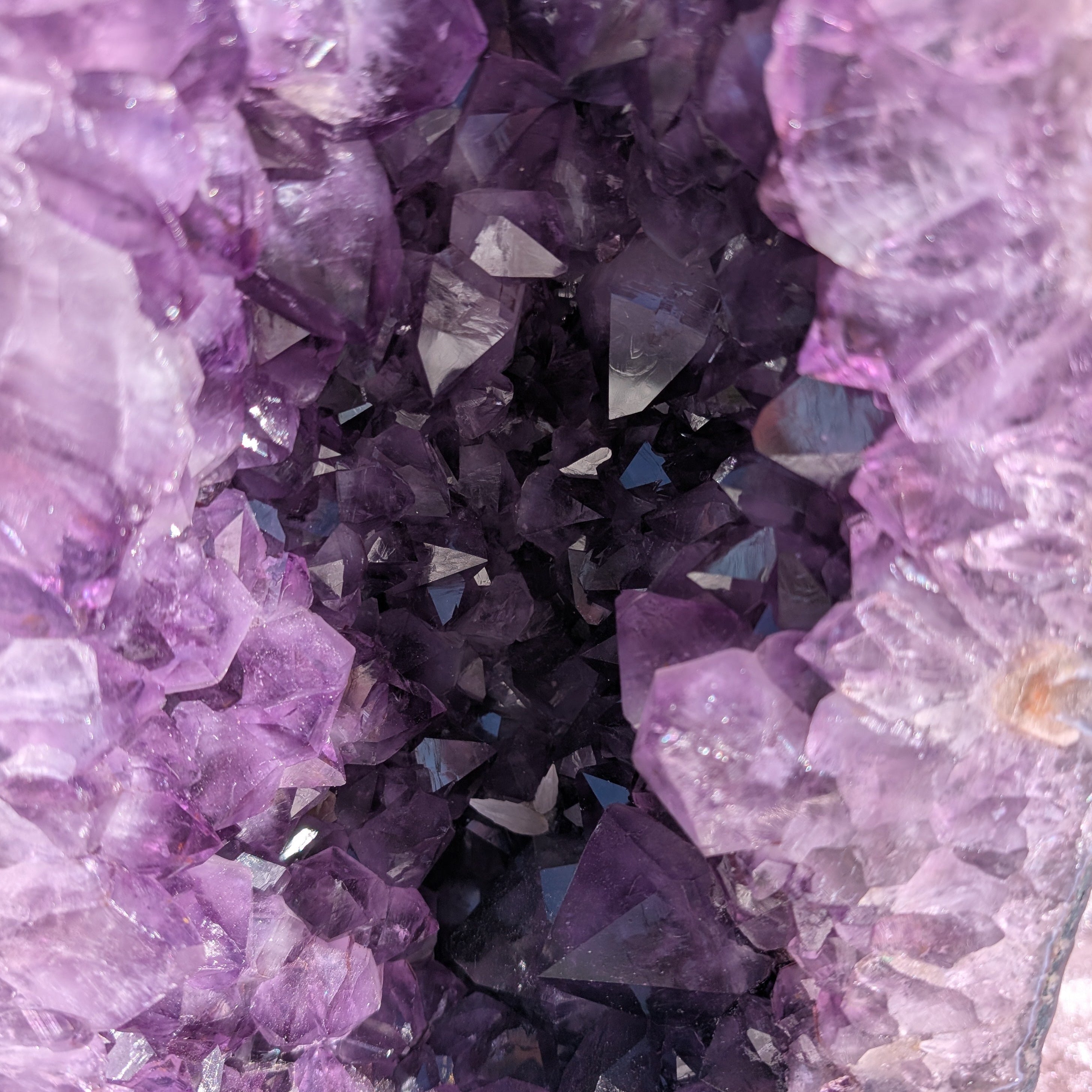 Brazilian Amethyst Cathedral Geode Cave Close up of amethyst points