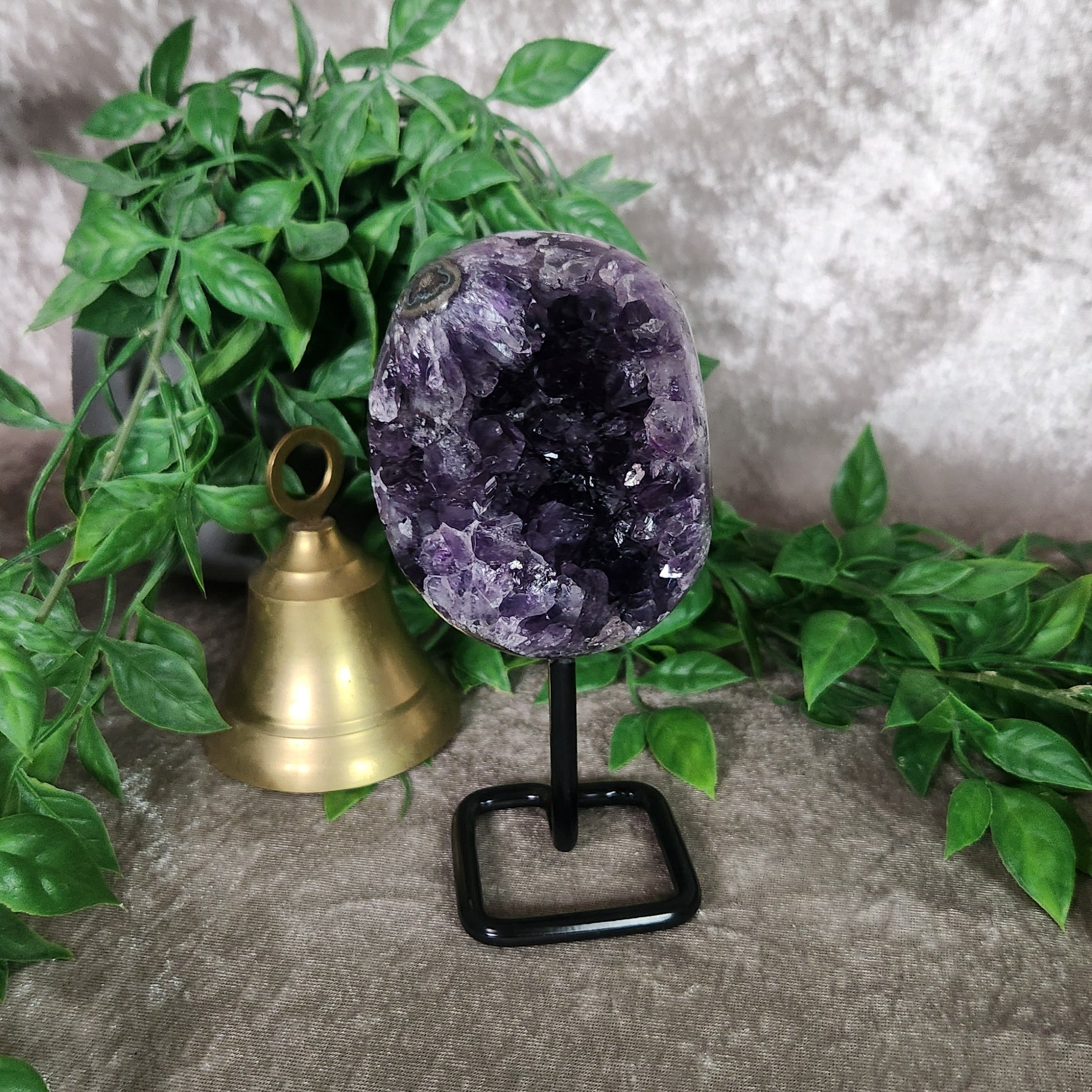 Amethyst Geode on Stand – Crystal of Calm, Protection & Intuition – Spellbound Crystal Boutique