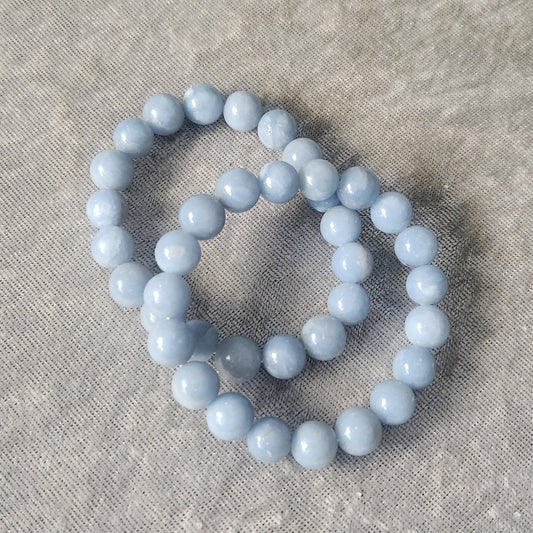 Natural Angelite bracelet displayed on a neutral background