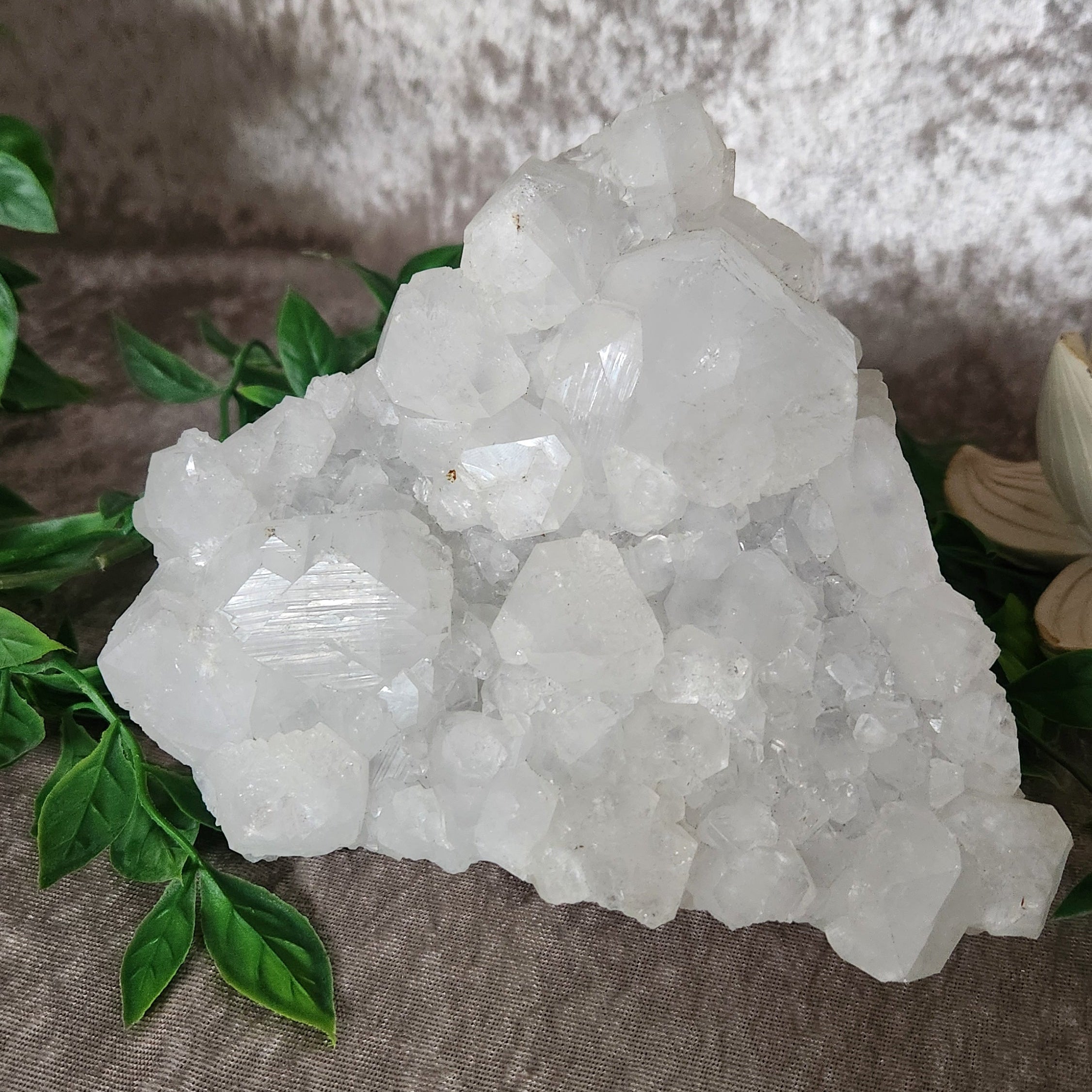 White Apophyllite Cluster – Crystal for Clarity & Spiritual Light (1.7 kg) – Spellbound Crystal Boutique