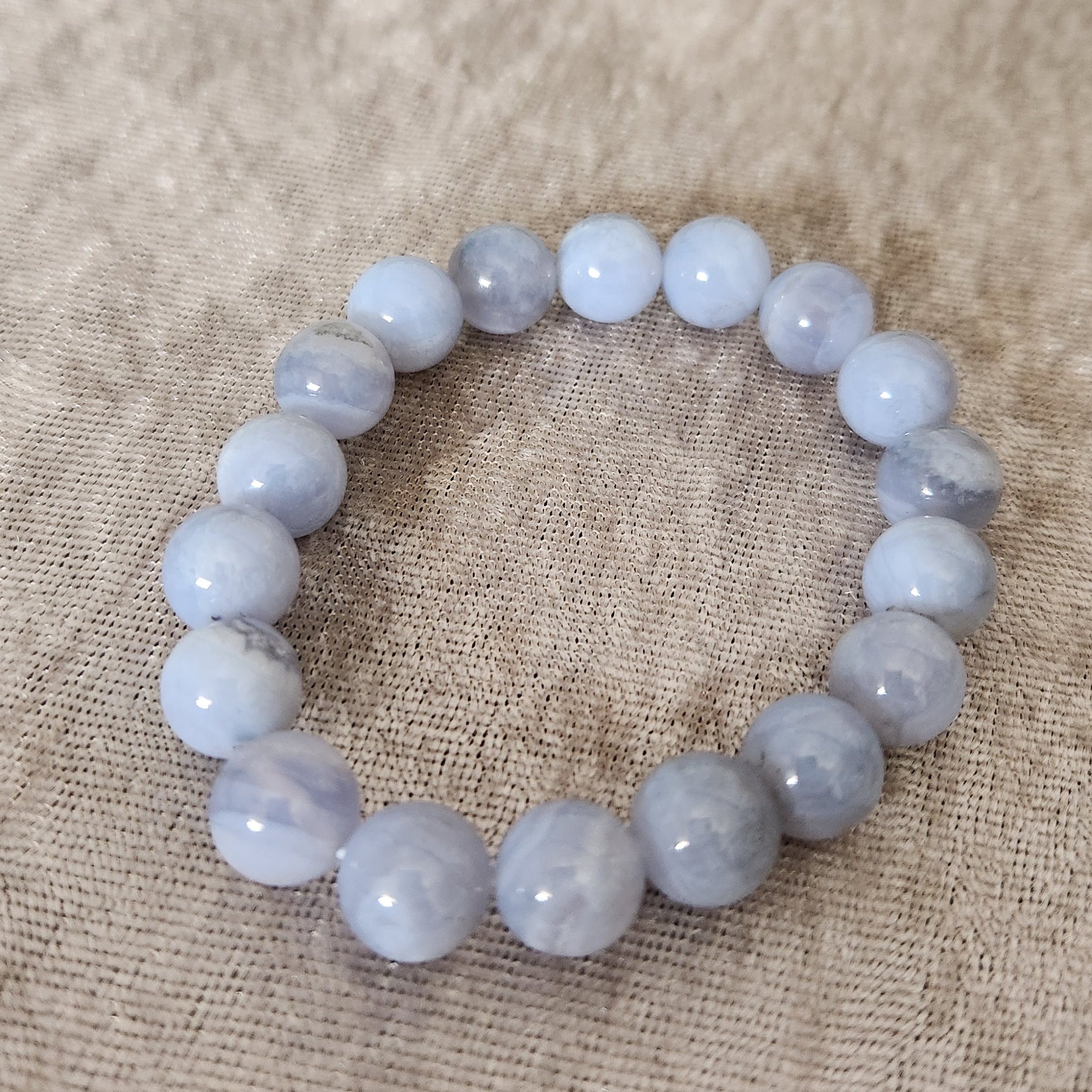 Rare blue lace crystal created into bracelet