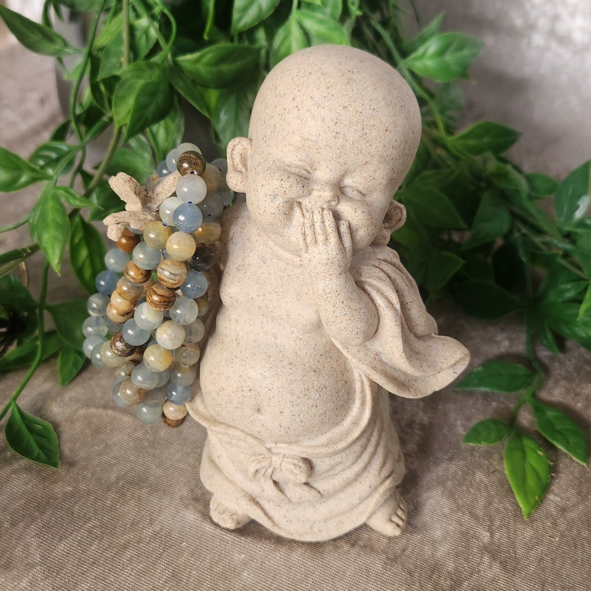 Polished blue onyx bracelet with natural stone banding