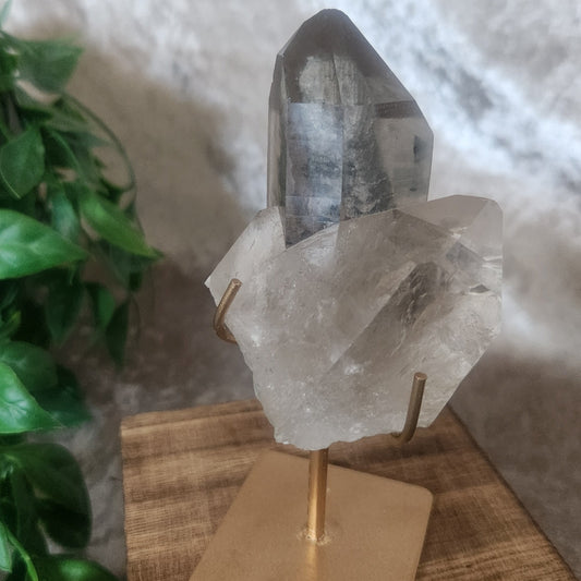 Side view of Blue Tara Quartz specimen showing natural inclusions