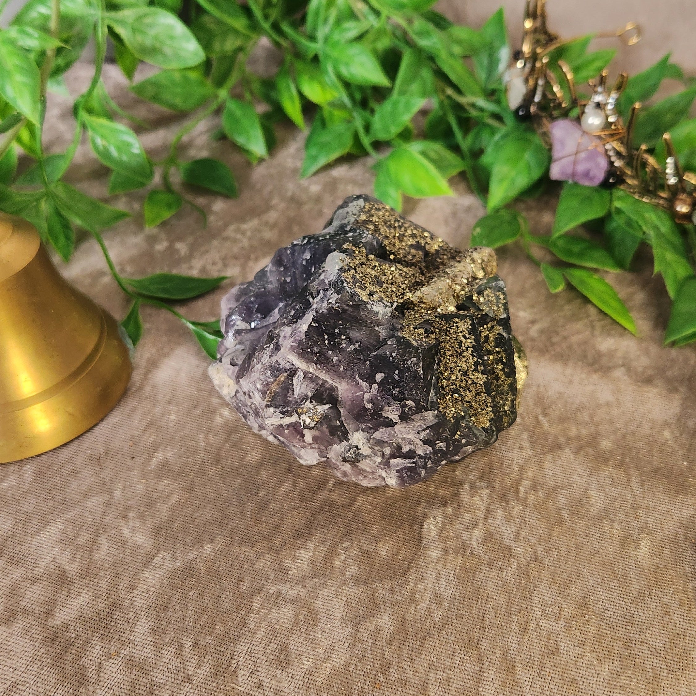 Fluorite with pyrite healing crystal for clarity and grounded protection