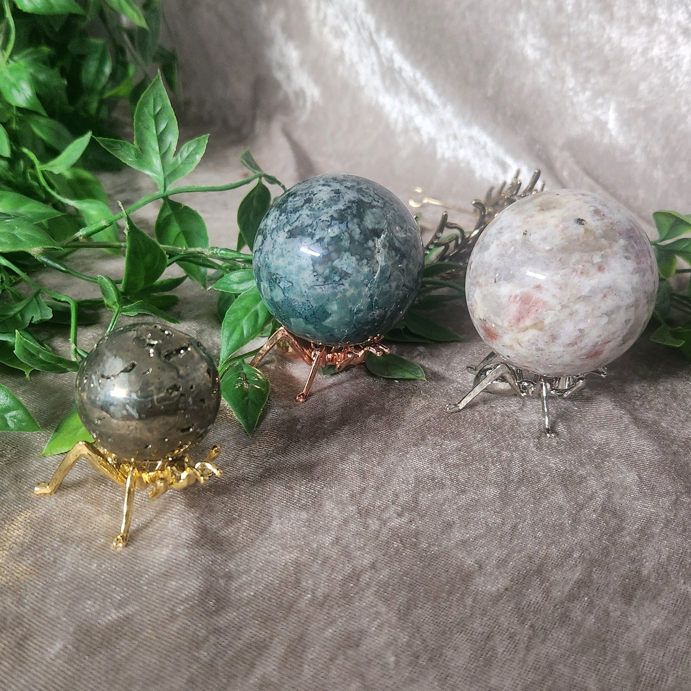 three spheres on ant sphere holders boho decor