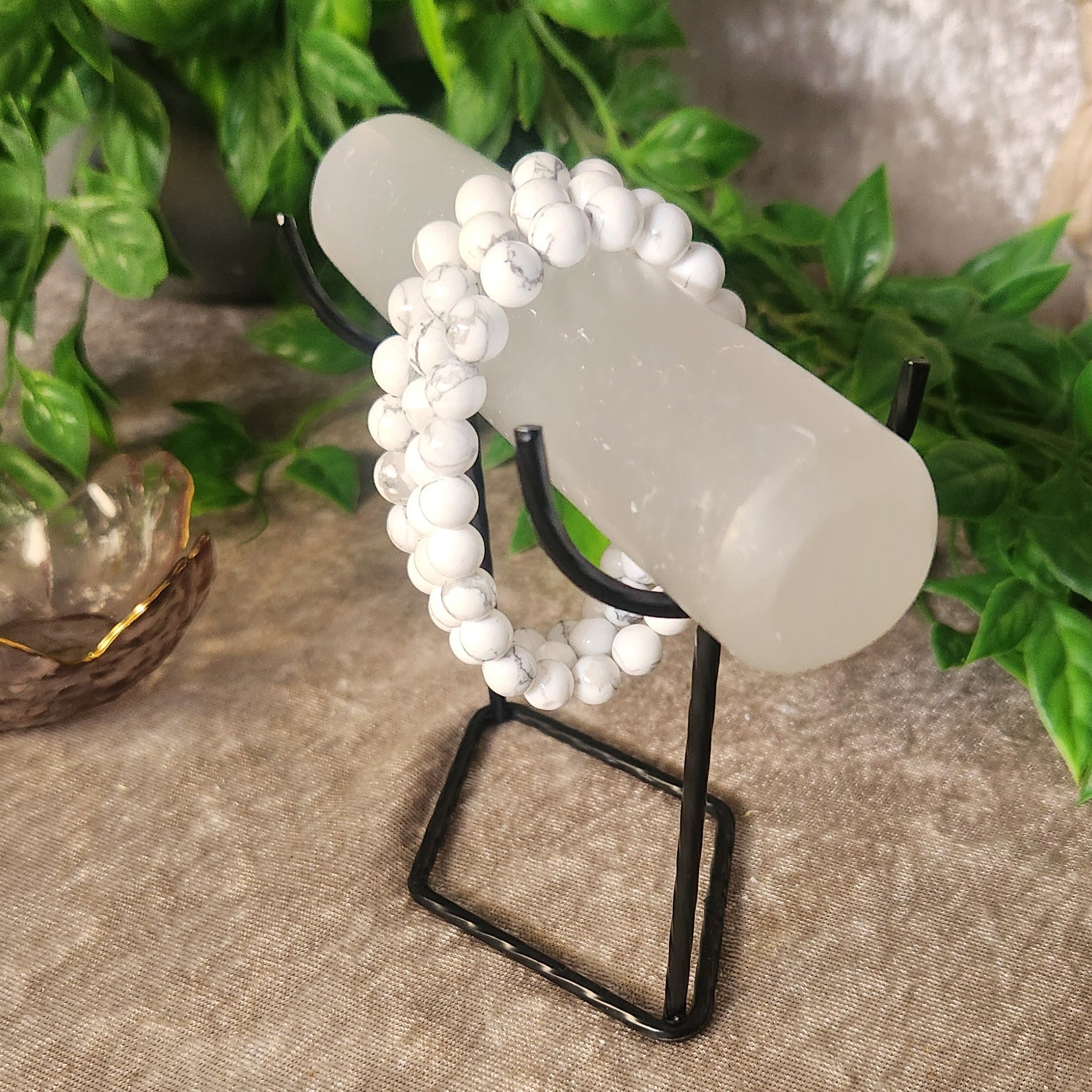 Natural Howlite bracelet displayed on a neutral background