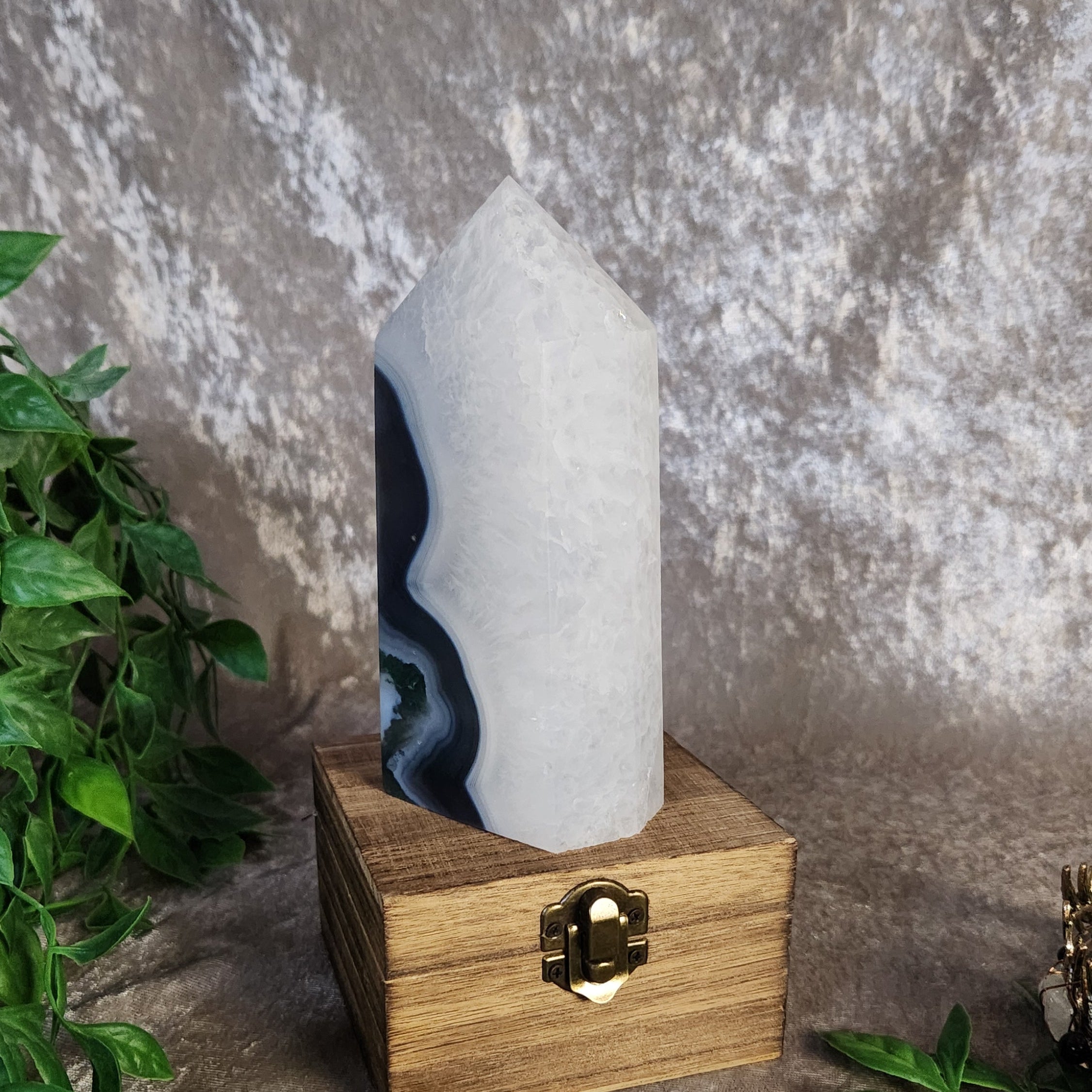 Stunning boho decor Moss Agate Tower