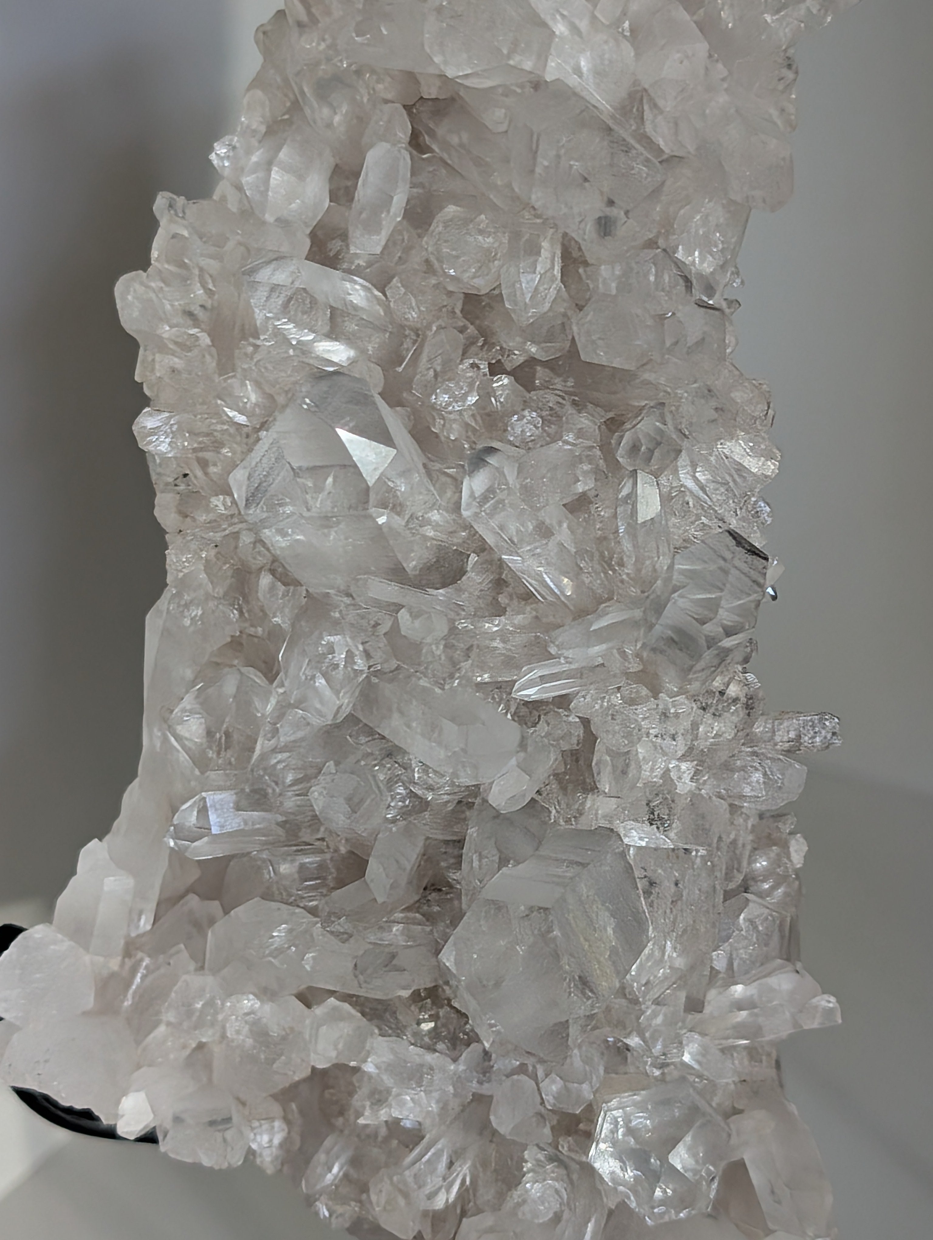 Light Smoky Lemurian Quartz on Stand. Brazilian Crystal