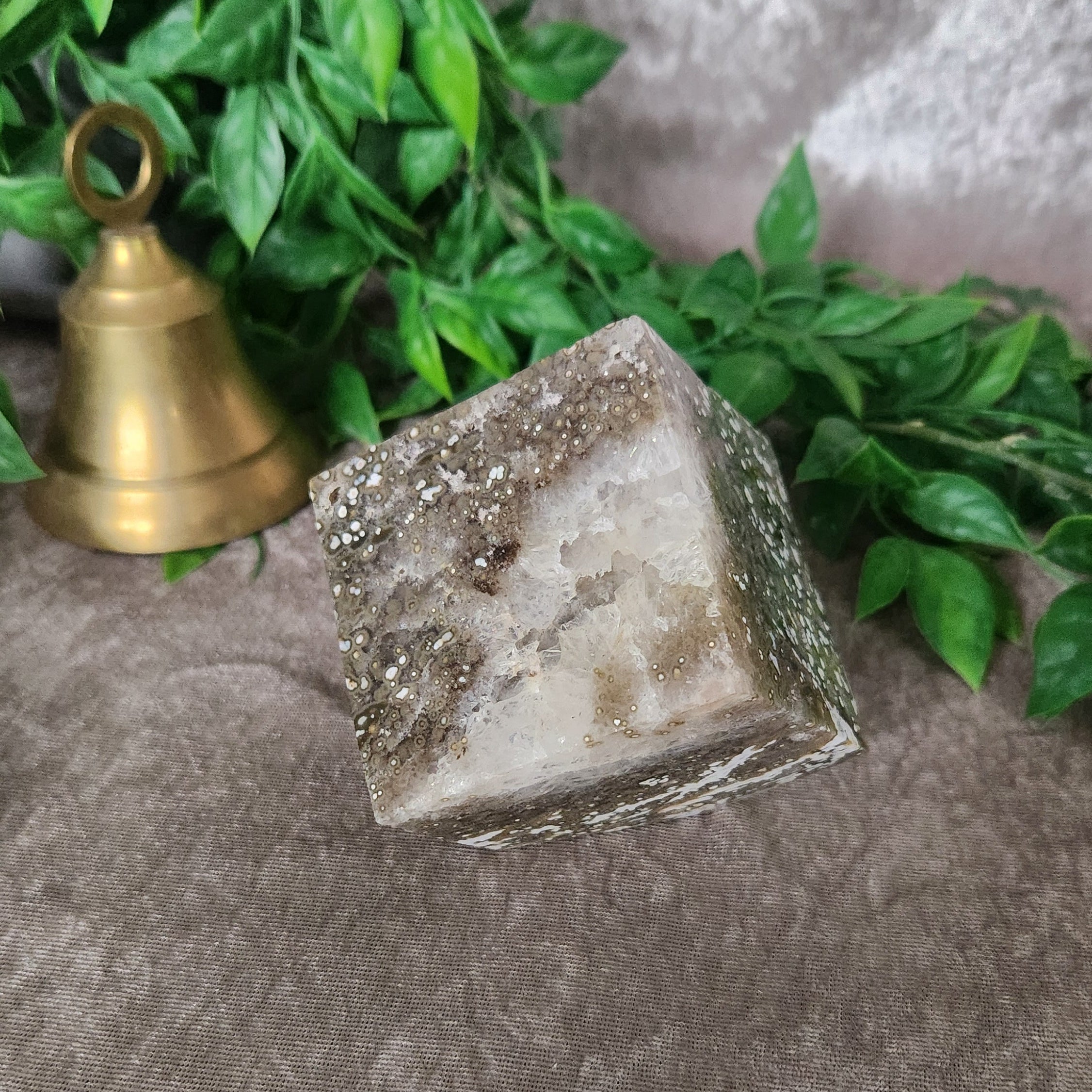 Grounding ocean jasper cube ideal for meditation or crystal decor