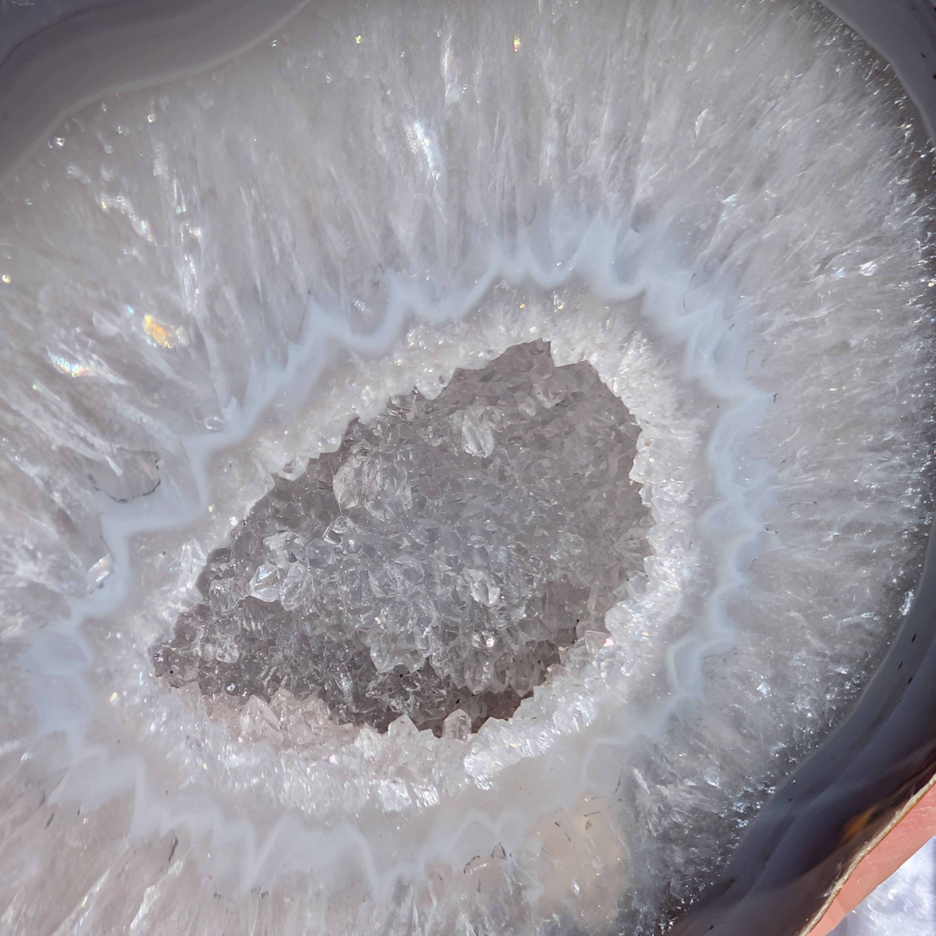 up  close clear quartz geode druzy of agate