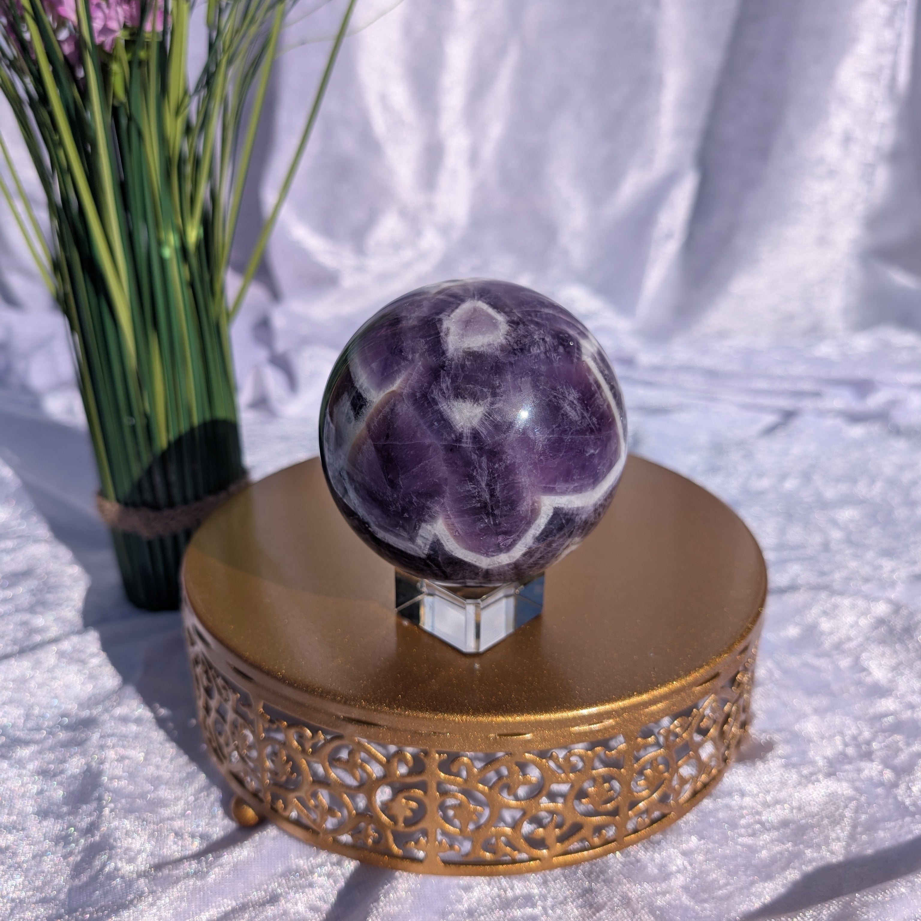 Beautiful as Boho Decor or Gift - Chevron Amethyst (dream amethyst) sphere