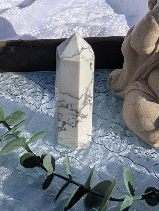 Howlite Tower – Crystal of Calm, Patience & Inner Peace – Spellbound Crystal Boutique