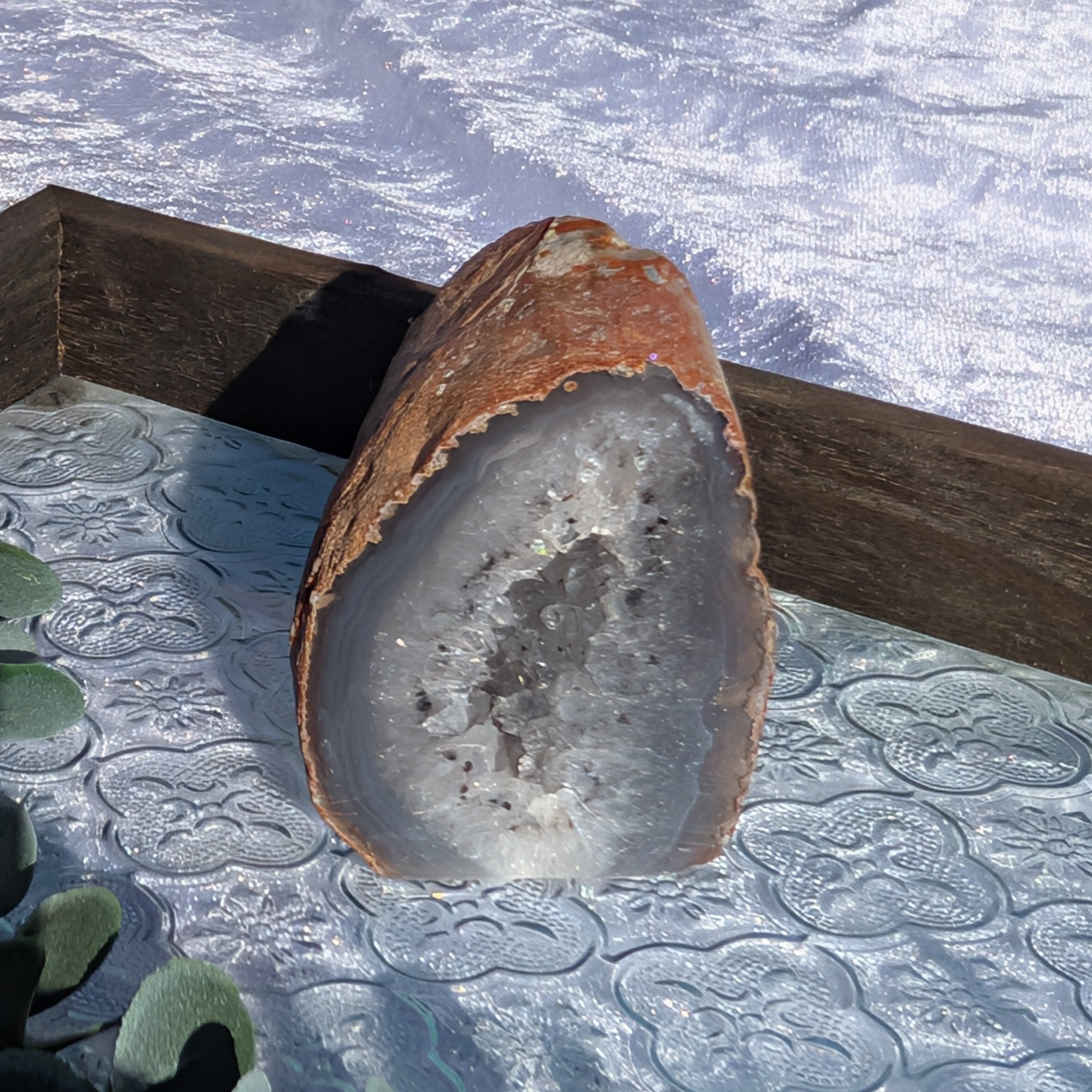 top angle shot of natural agate geode