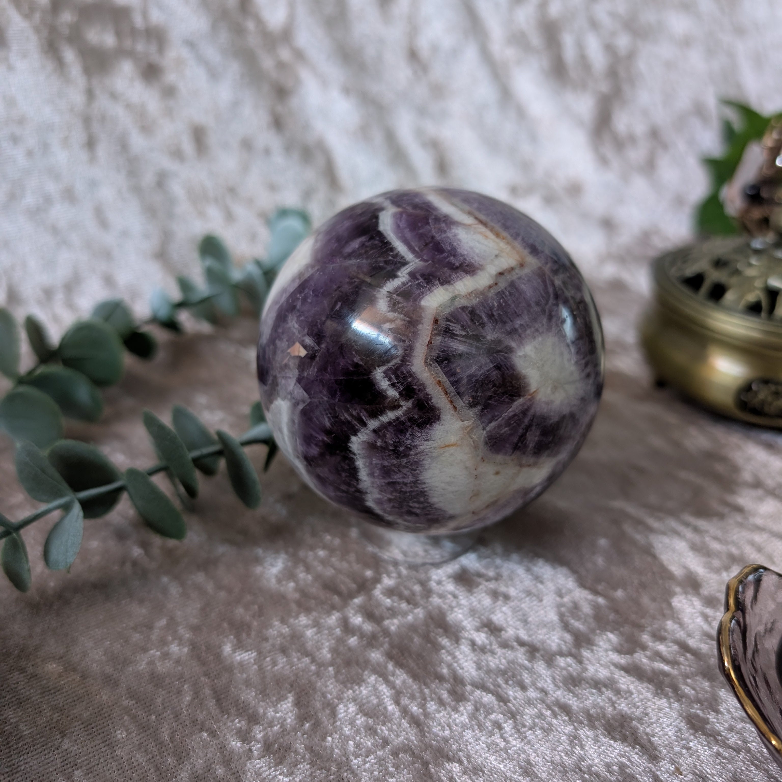 Chevron Amethyst Sphere – Stone of Spiritual Growth, Intuition & Protection – Spellbound Crystal Boutique