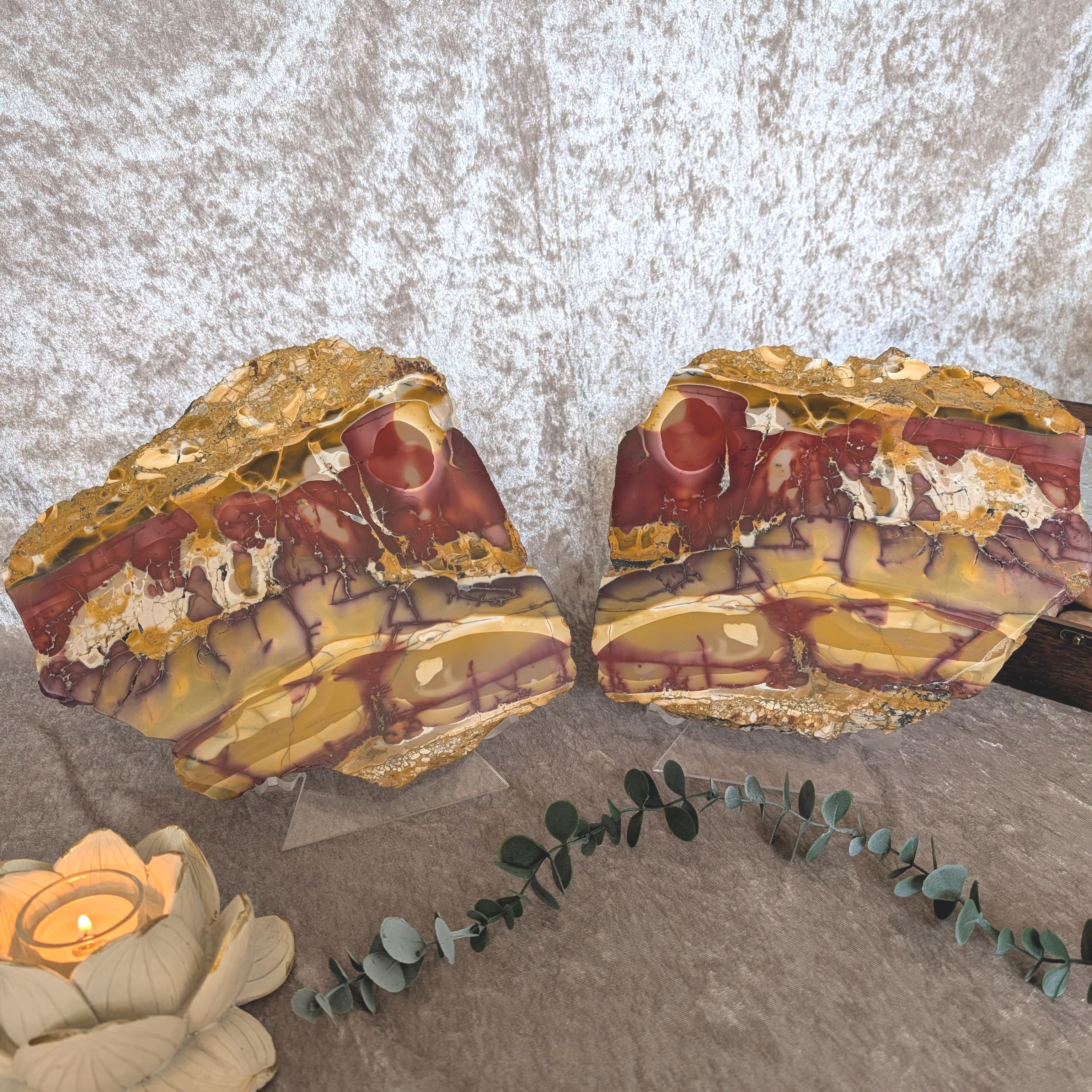 Mookaite Slabs Pair 5kg – Rare Sister Pieces for Strength, Grounding & Nurturing – Spellbound Crystal Boutique