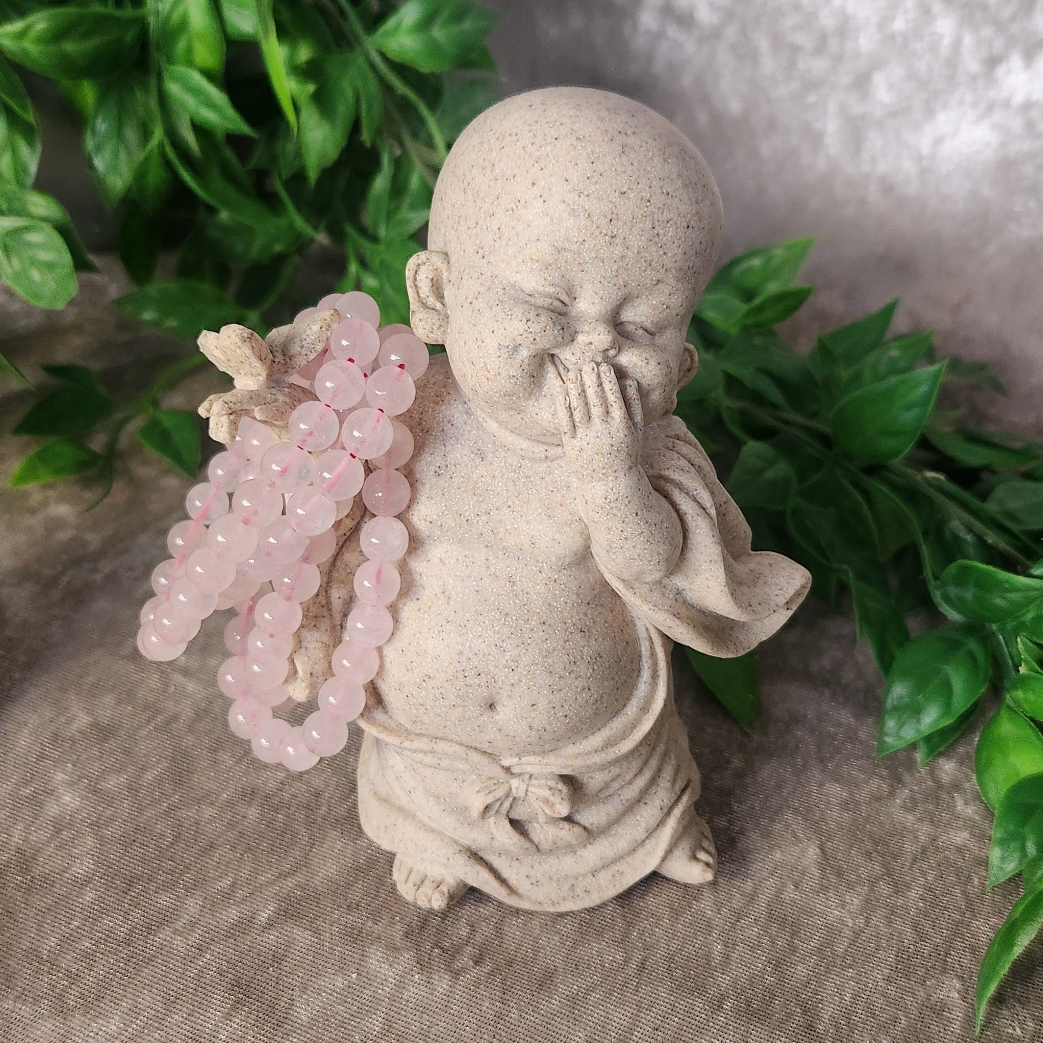 Rose Quartz bracelet with smooth 8 mm beads in soft pink tones