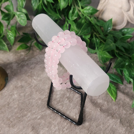 Nurturing Rose Quartz crystal bracelet designed for love and emotional balance