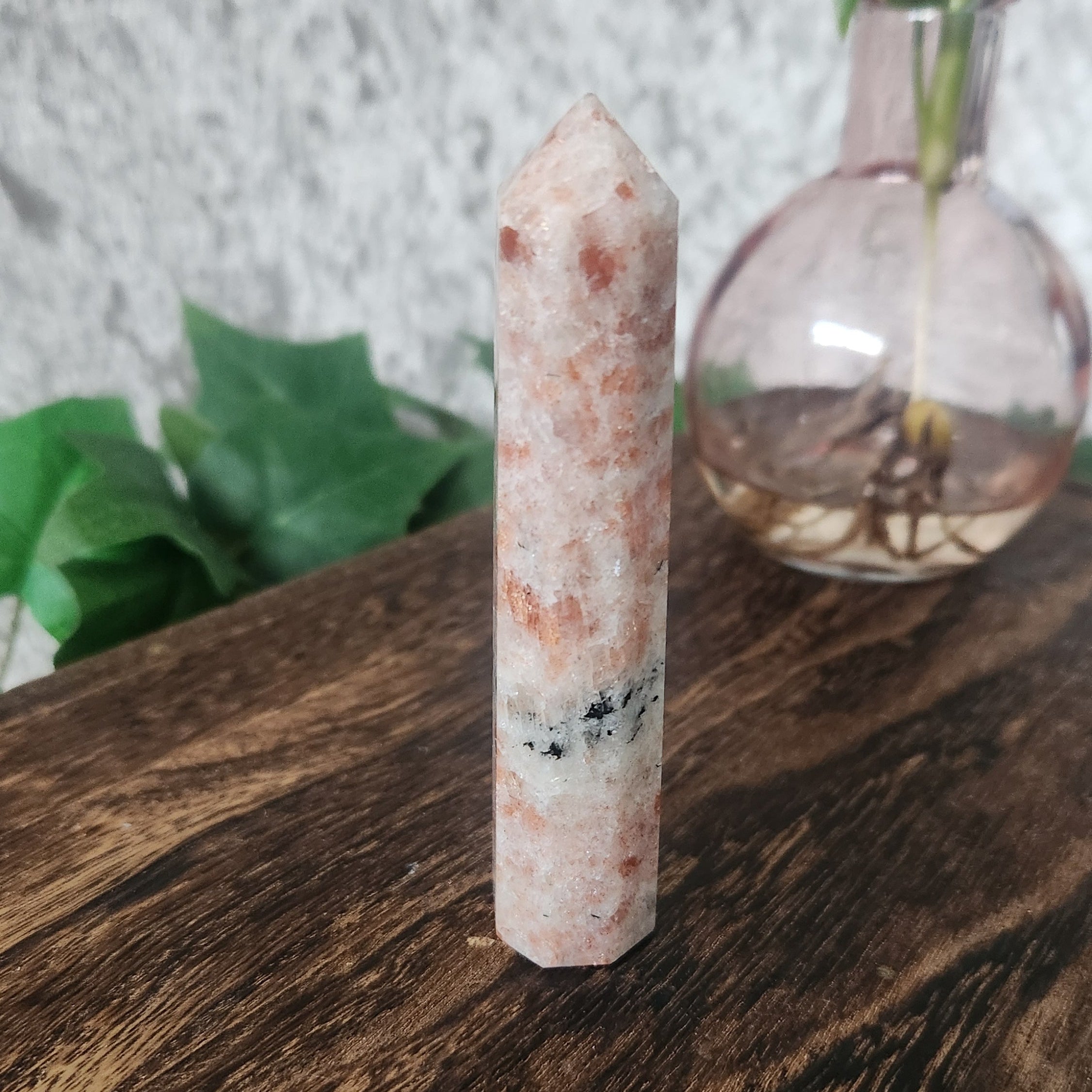 Golden sparkle filled Sunstone tower - perfect gift for boho decor crystal lover

