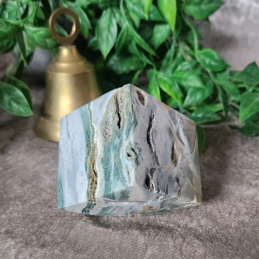 Sea jasper cube carving ideal for calm and emotional balance